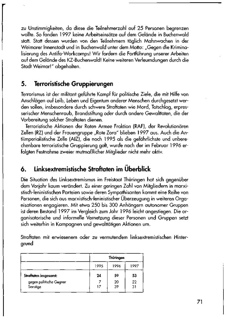 Seite 73 des Verfassungsschutzbericht 1997 Thüringen