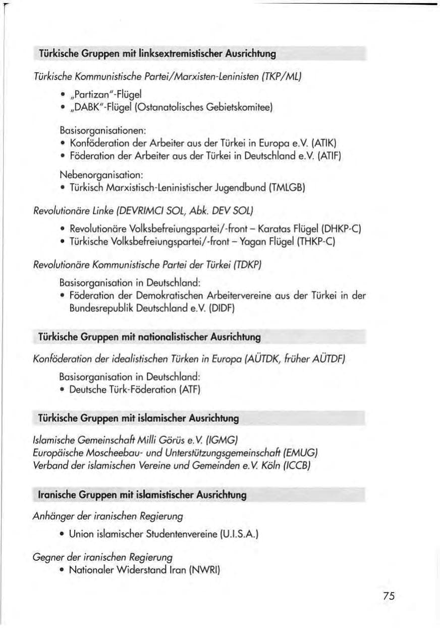 Seite 77 des Verfassungsschutzbericht 1997 Thüringen