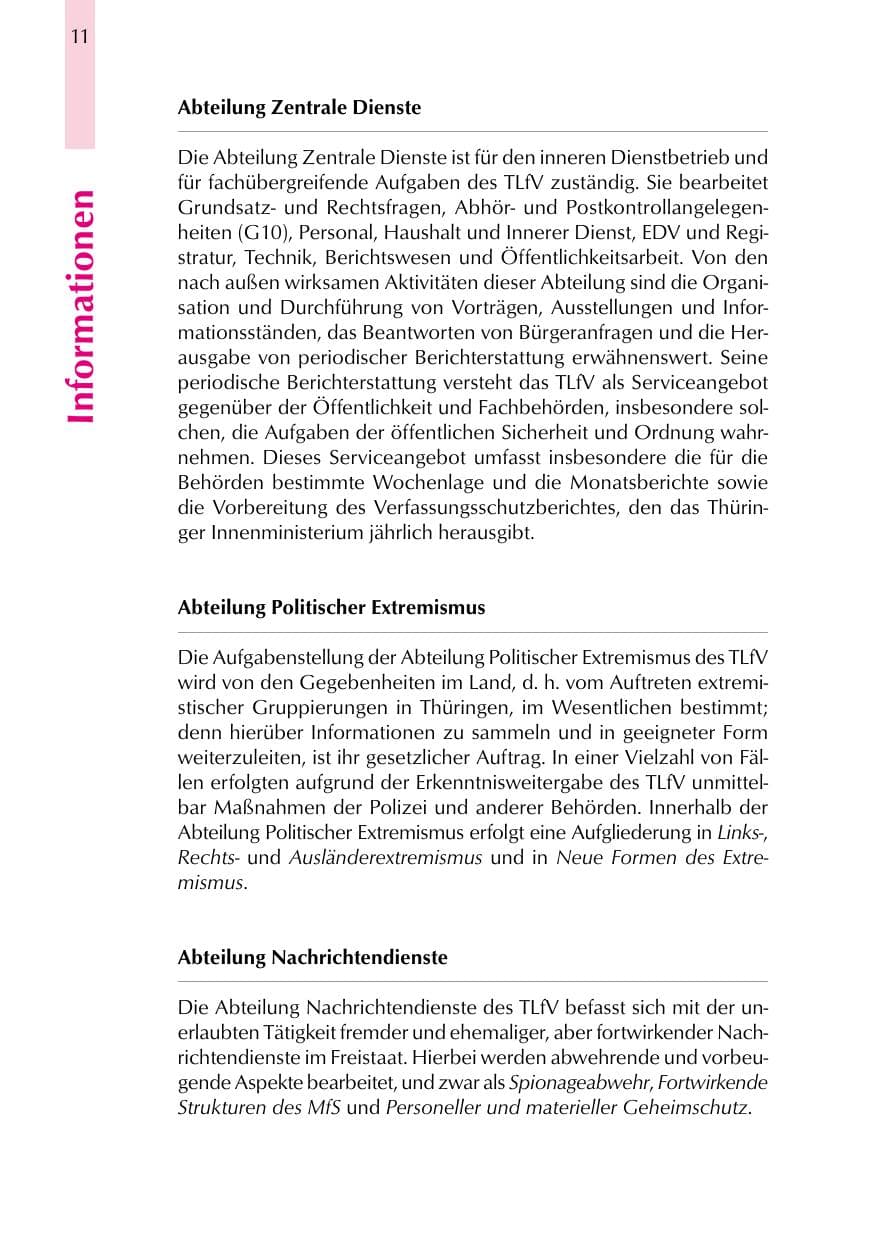 Seite 11 des Verfassungsschutzbericht 1999 Thüringen
