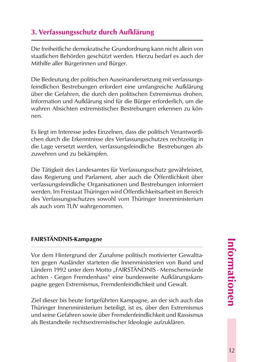 Seite 12 des Verfassungsschutzbericht 1999 Thüringen