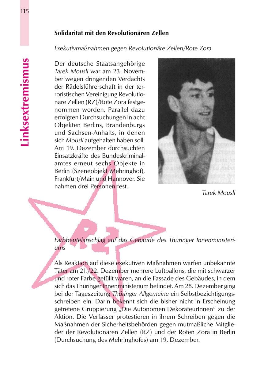 Seite 115 des Verfassungsschutzbericht 1999 Thüringen