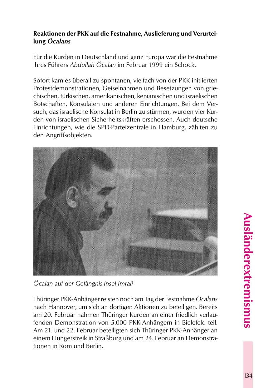 Seite 134 des Verfassungsschutzbericht 1999 Thüringen