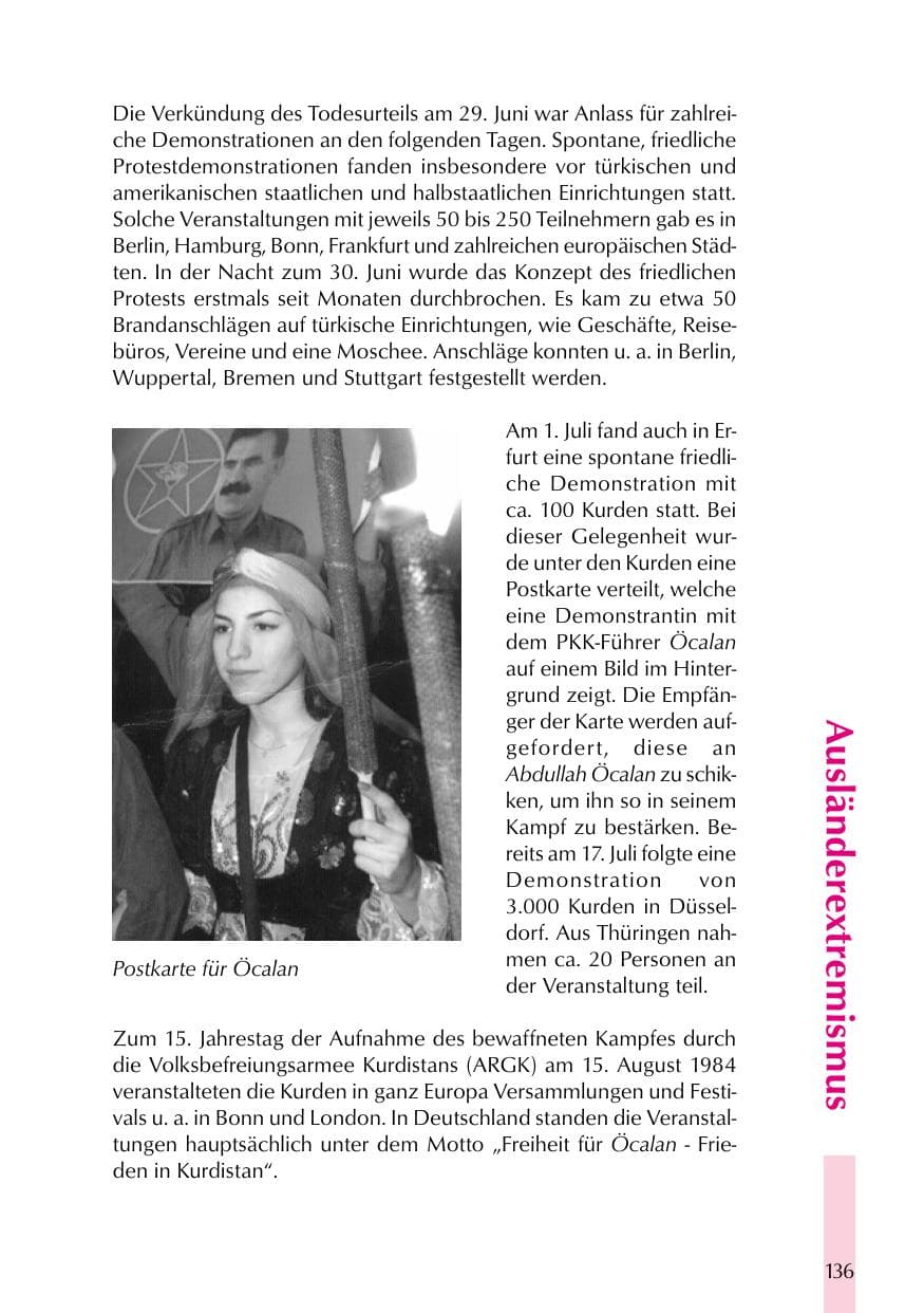 Seite 136 des Verfassungsschutzbericht 1999 Thüringen
