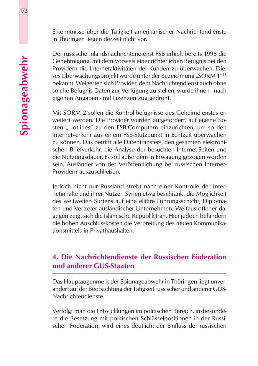 Seite 173 des Verfassungsschutzbericht 1999 Thüringen
