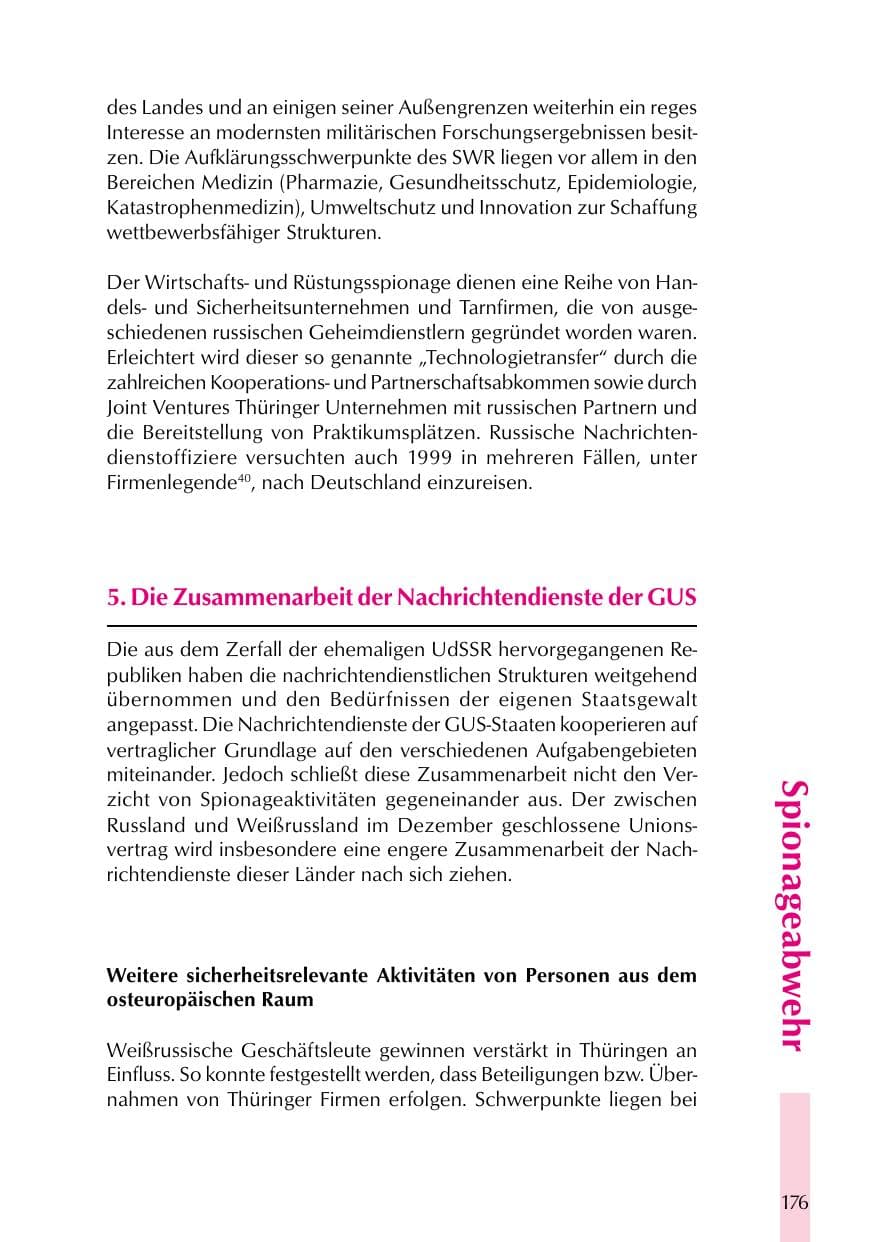 Seite 176 des Verfassungsschutzbericht 1999 Thüringen