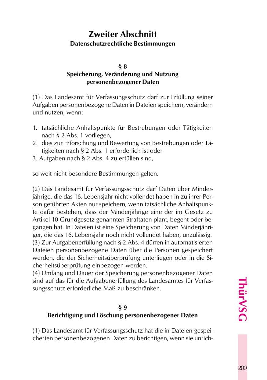 Seite 200 des Verfassungsschutzbericht 1999 Thüringen