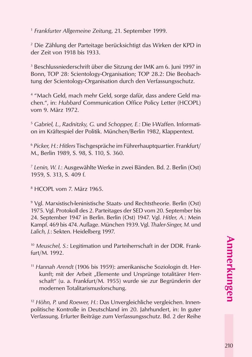 Seite 210 des Verfassungsschutzbericht 1999 Thüringen