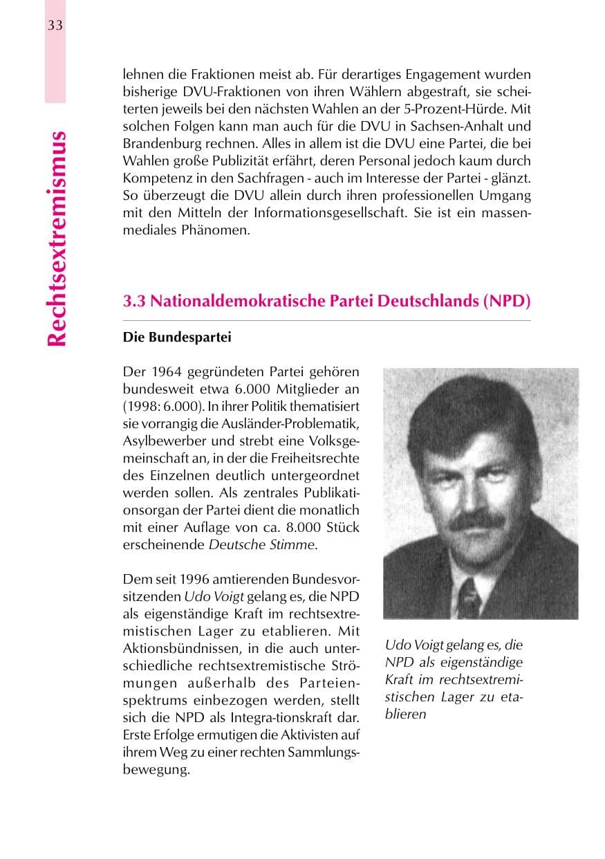Seite 33 des Verfassungsschutzbericht 1999 Thüringen