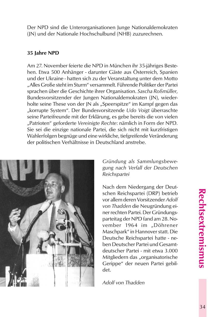 Seite 34 des Verfassungsschutzbericht 1999 Thüringen