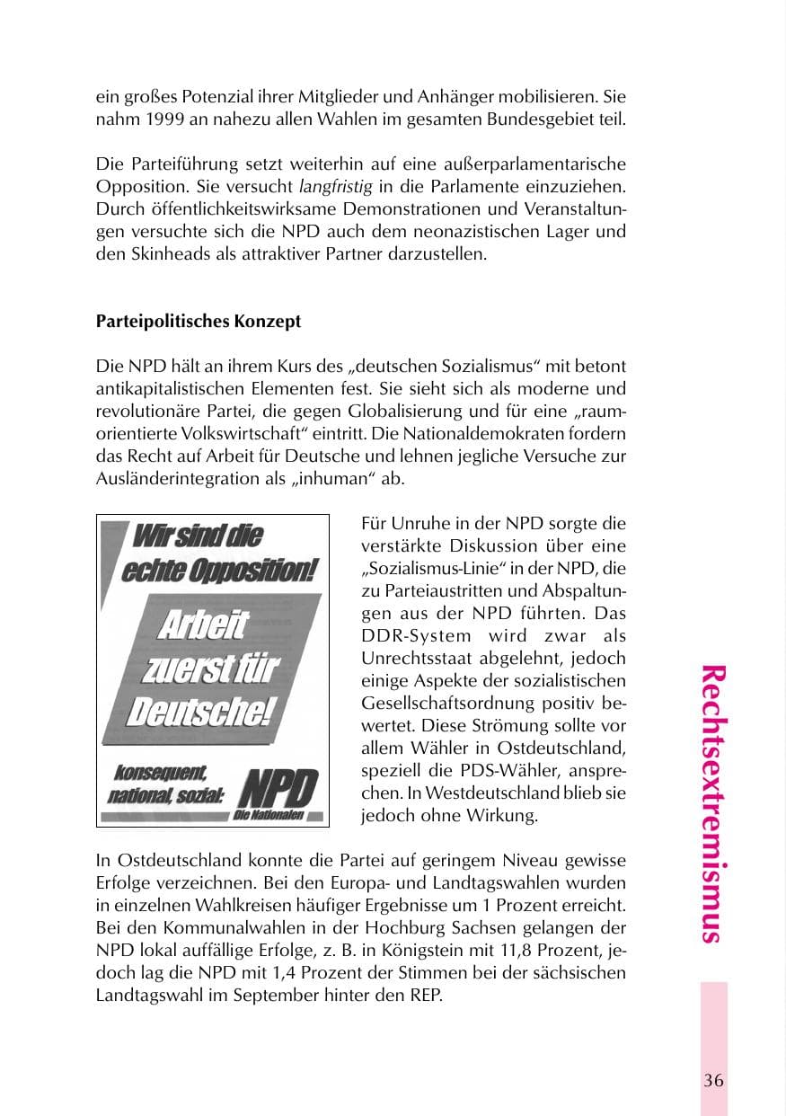 Seite 36 des Verfassungsschutzbericht 1999 Thüringen
