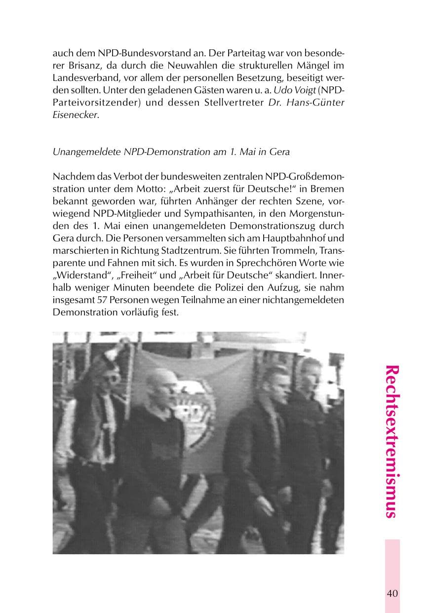 Seite 40 des Verfassungsschutzbericht 1999 Thüringen