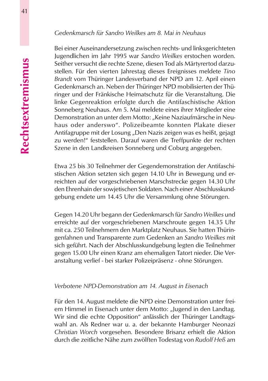 Seite 41 des Verfassungsschutzbericht 1999 Thüringen