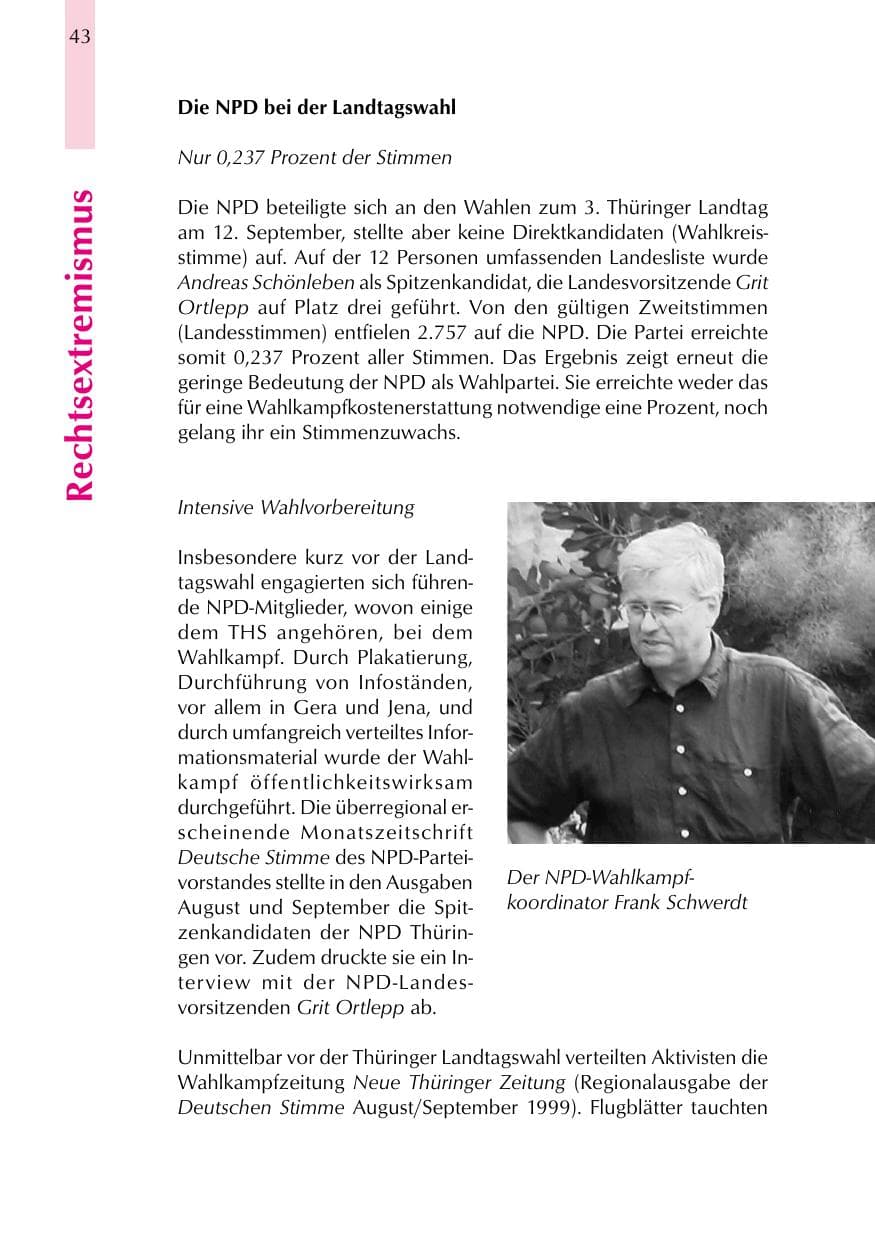 Seite 43 des Verfassungsschutzbericht 1999 Thüringen