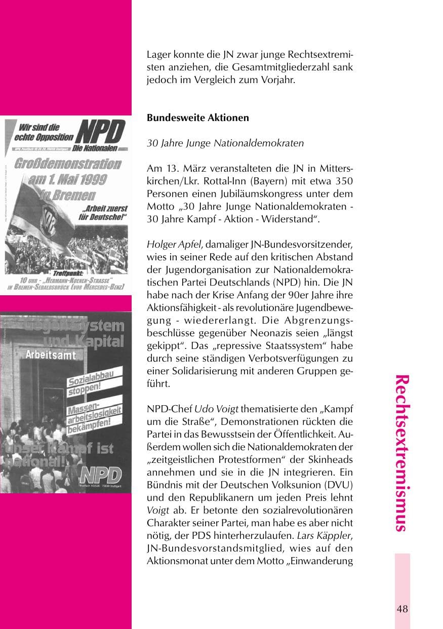 Seite 48 des Verfassungsschutzbericht 1999 Thüringen