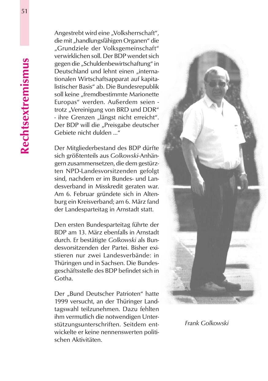 Seite 51 des Verfassungsschutzbericht 1999 Thüringen