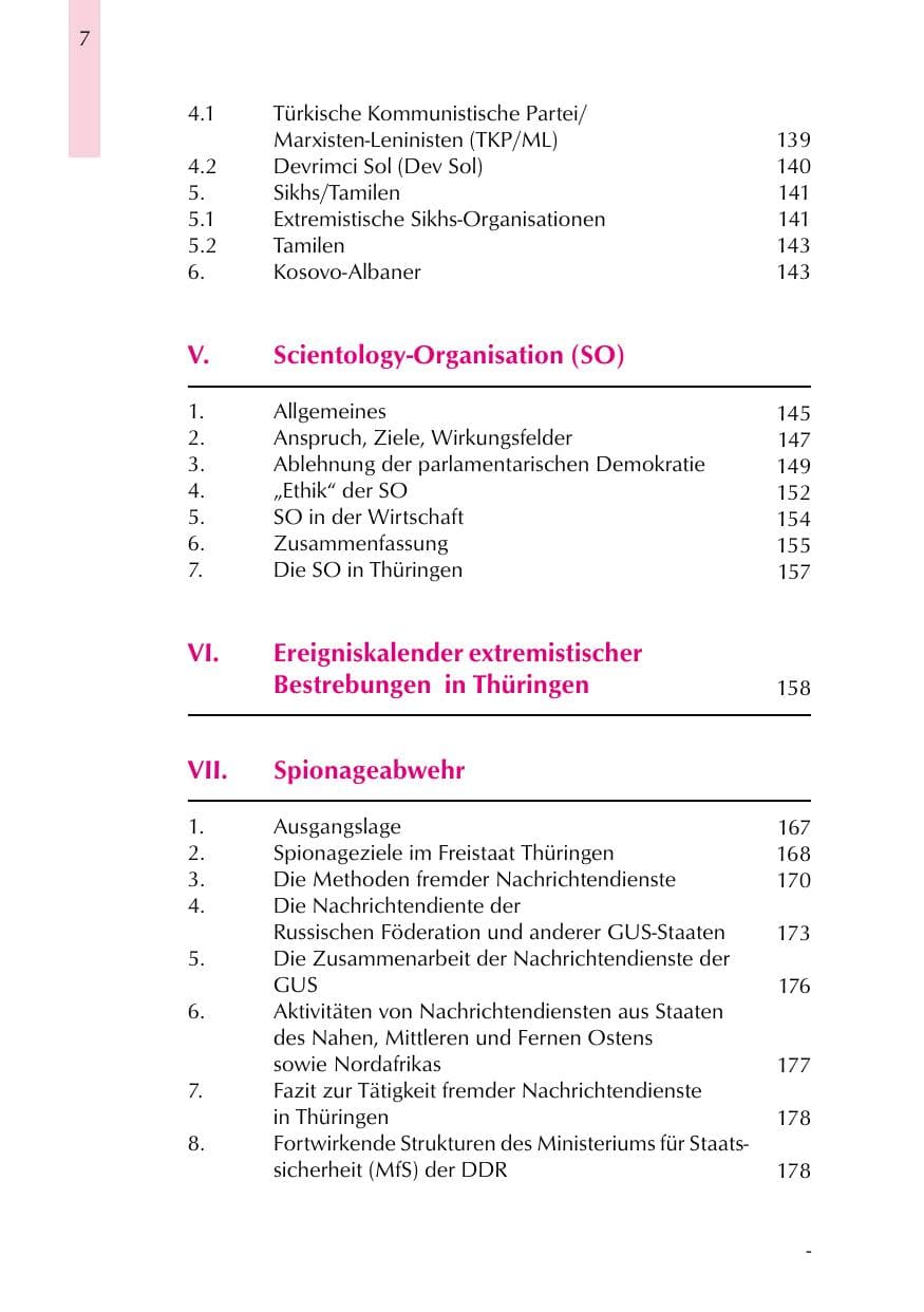 Seite 7 des Verfassungsschutzbericht 1999 Thüringen