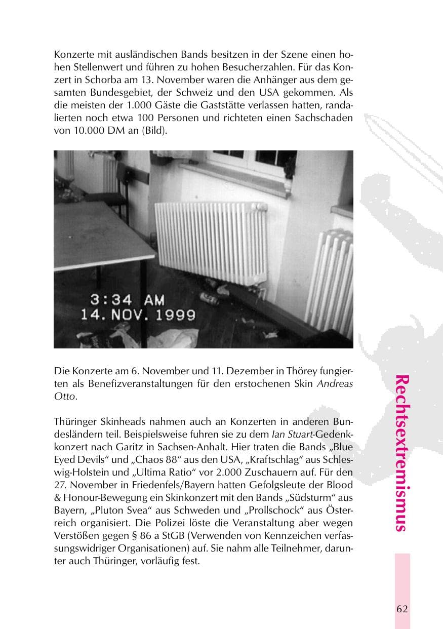 Seite 62 des Verfassungsschutzbericht 1999 Thüringen