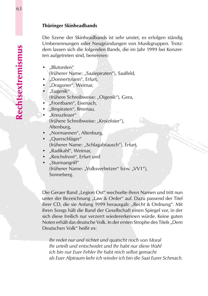 Seite 63 des Verfassungsschutzbericht 1999 Thüringen