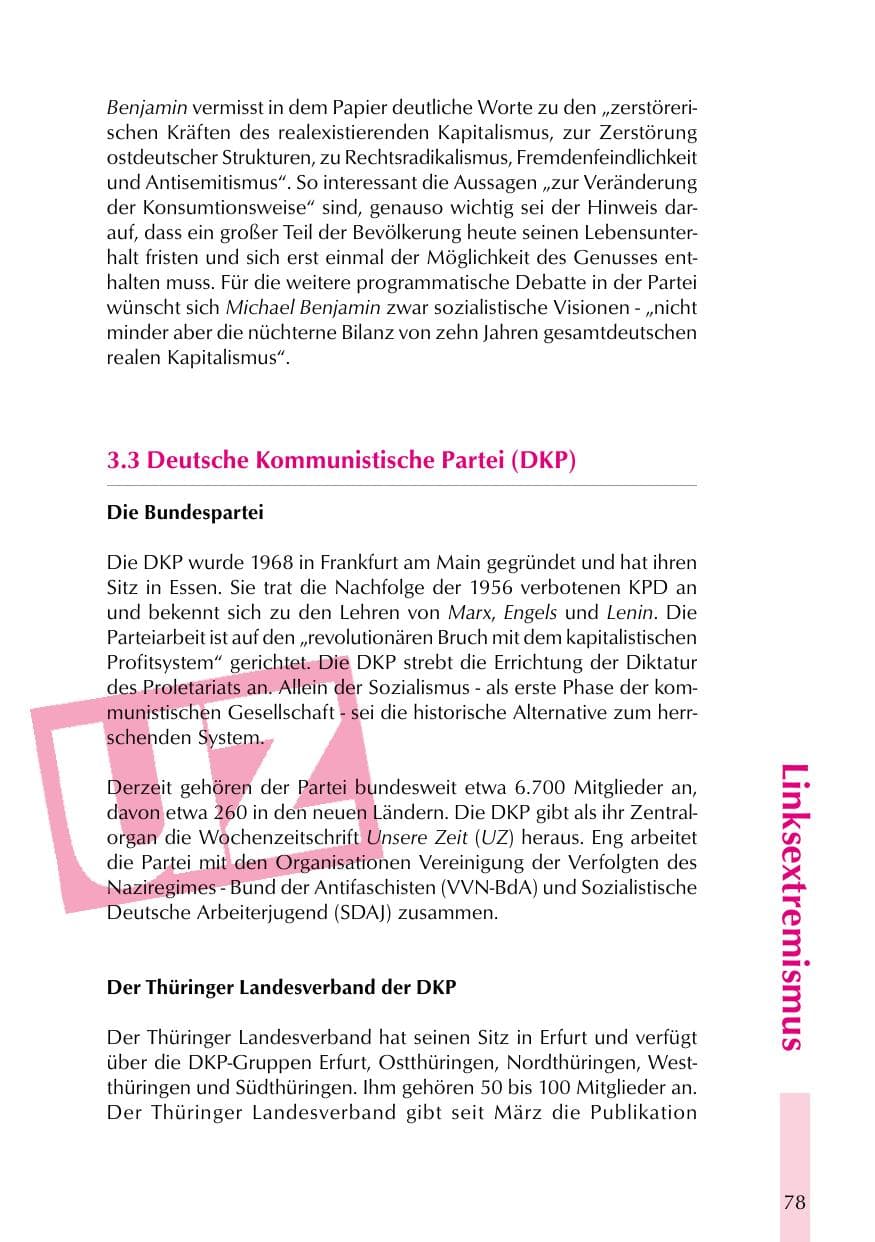 Seite 78 des Verfassungsschutzbericht 1999 Thüringen