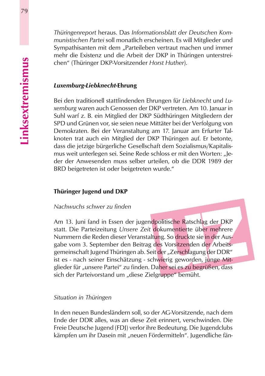 Seite 79 des Verfassungsschutzbericht 1999 Thüringen