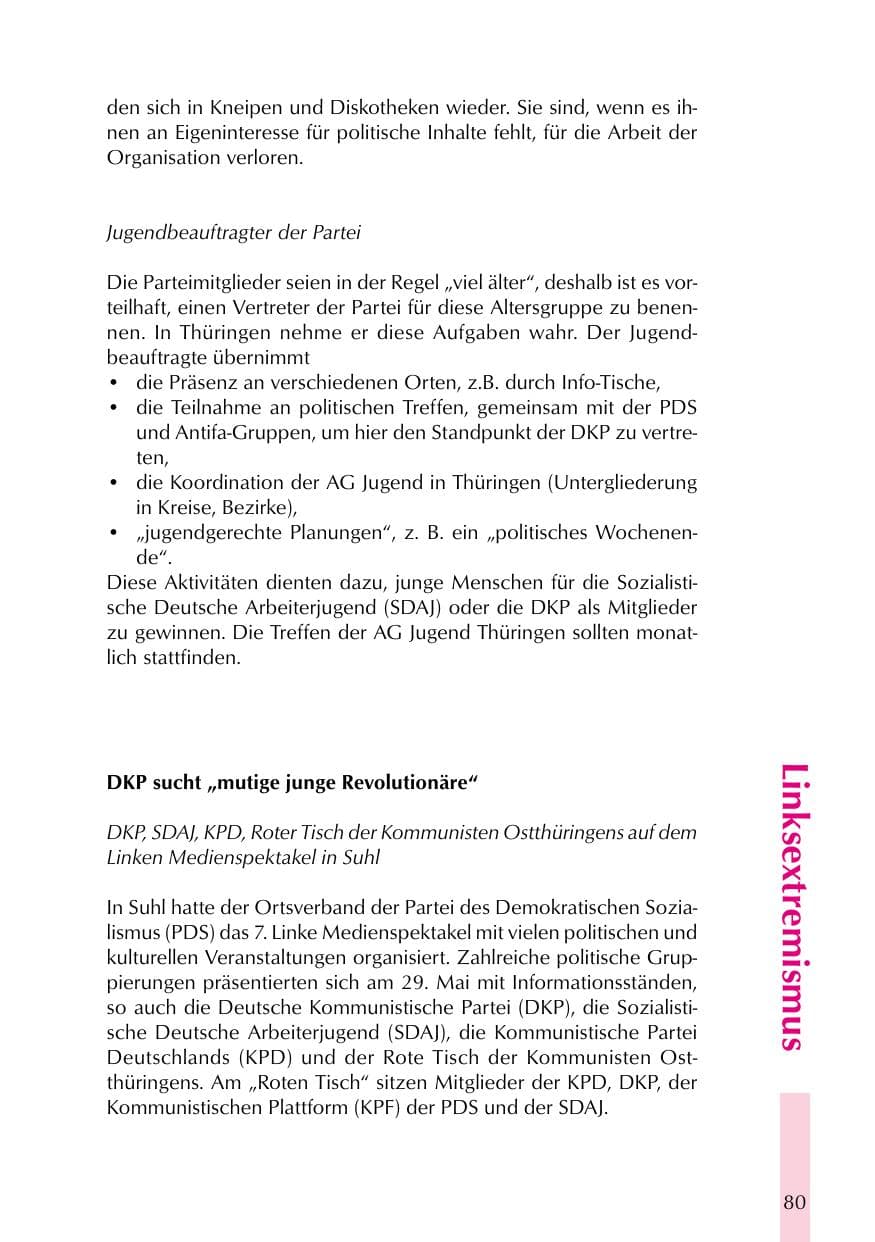 Seite 80 des Verfassungsschutzbericht 1999 Thüringen