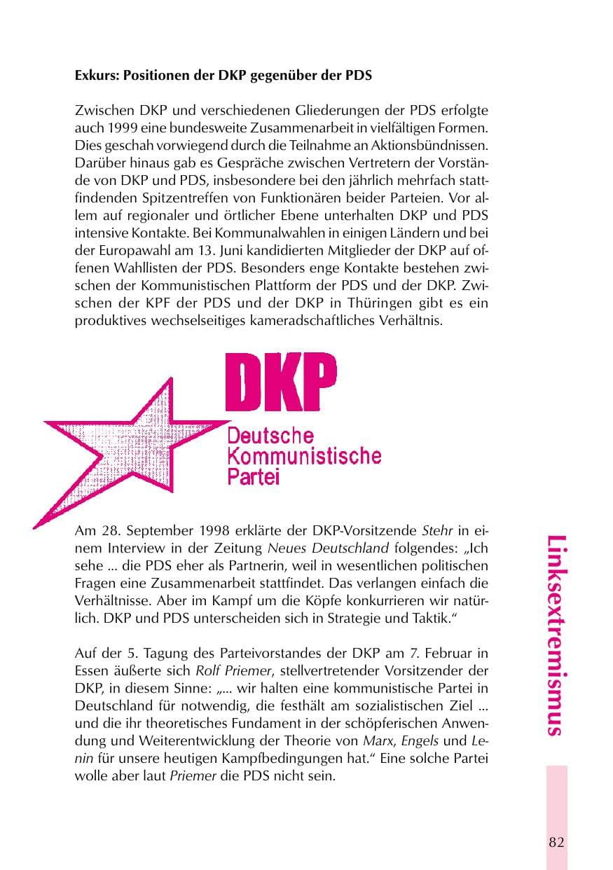 Seite 82 des Verfassungsschutzbericht 1999 Thüringen