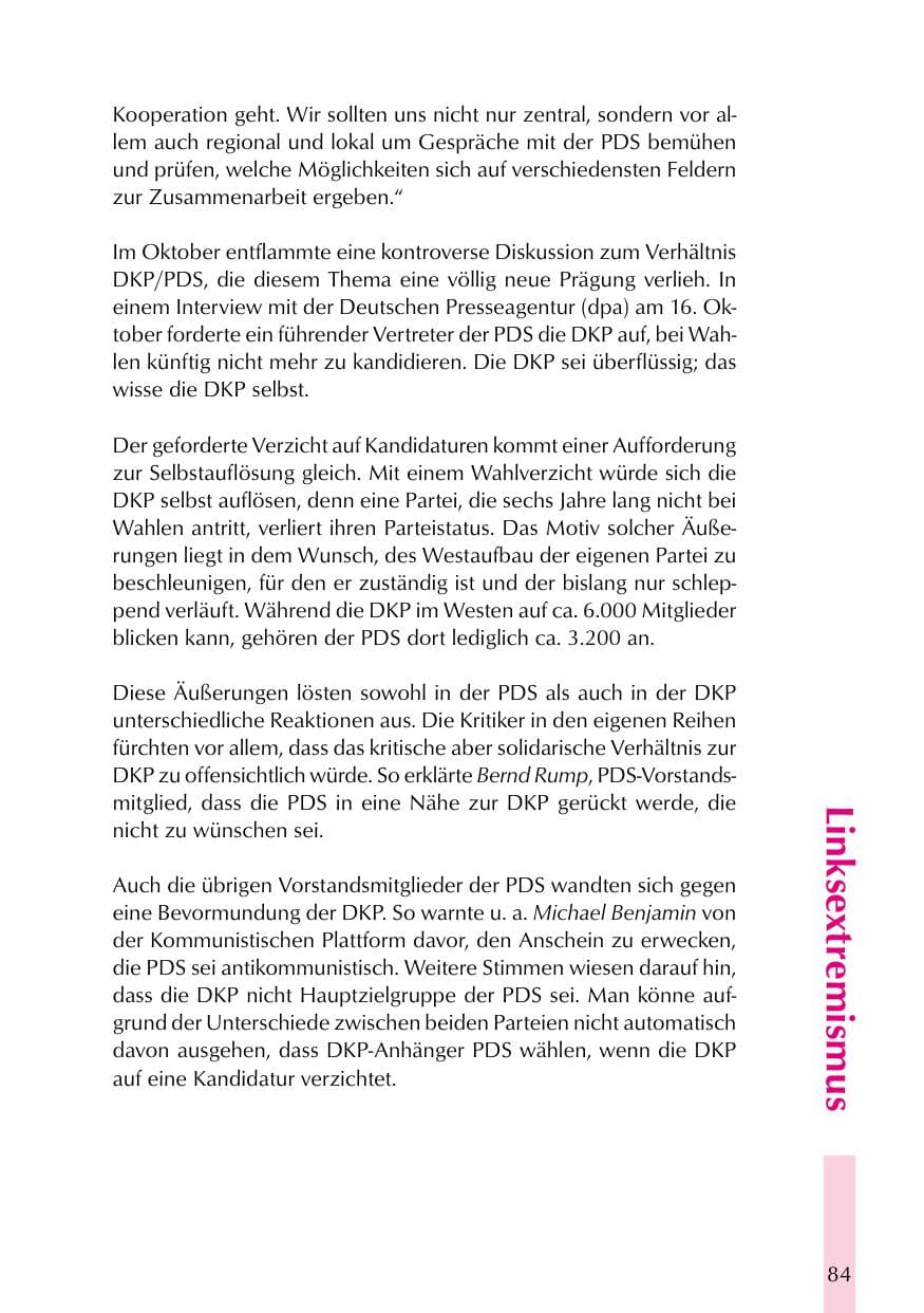 Seite 84 des Verfassungsschutzbericht 1999 Thüringen