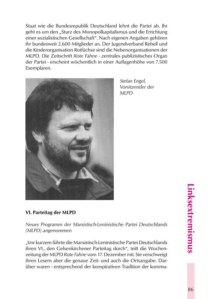 Seite 86 des Verfassungsschutzbericht 1999 Thüringen