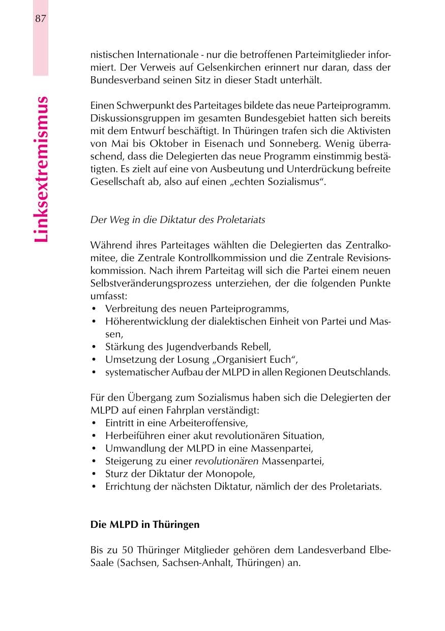 Seite 87 des Verfassungsschutzbericht 1999 Thüringen