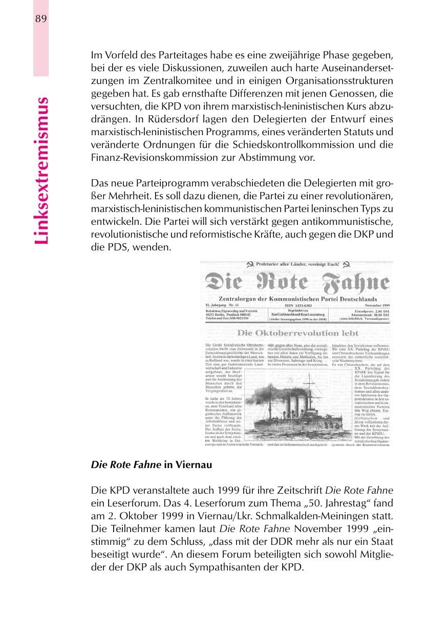 Seite 89 des Verfassungsschutzbericht 1999 Thüringen