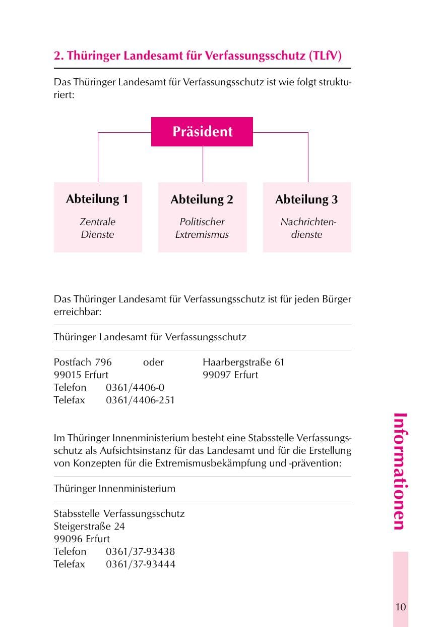 Seite 10 des Verfassungsschutzbericht 1999 Thüringen