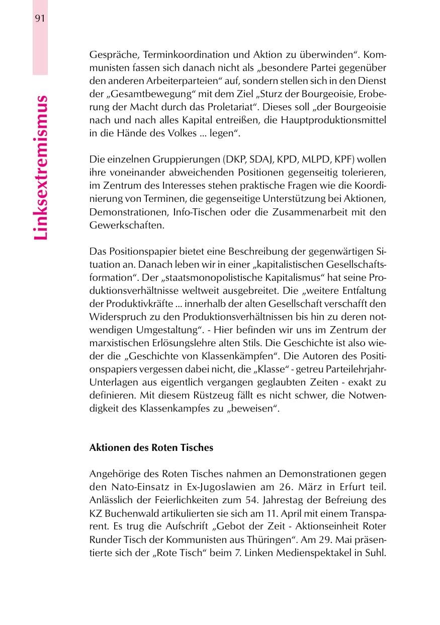 Seite 91 des Verfassungsschutzbericht 1999 Thüringen