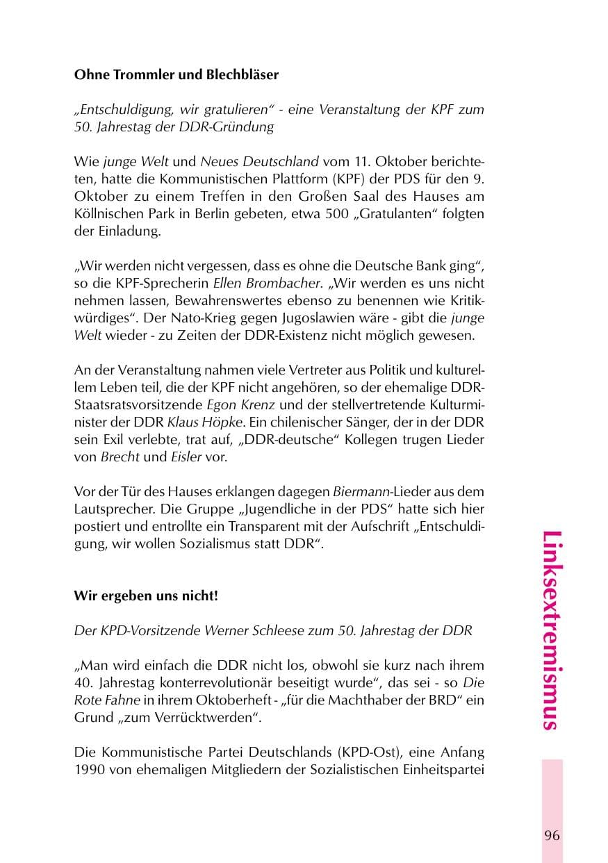 Seite 96 des Verfassungsschutzbericht 1999 Thüringen
