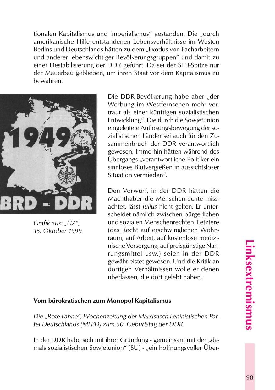 Seite 98 des Verfassungsschutzbericht 1999 Thüringen