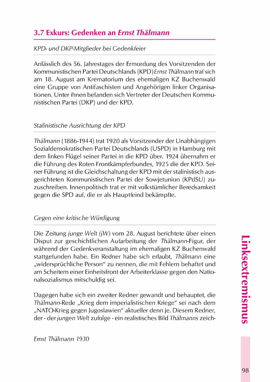 Seite 101 des Verfassungsschutzbericht 2000 Thüringen