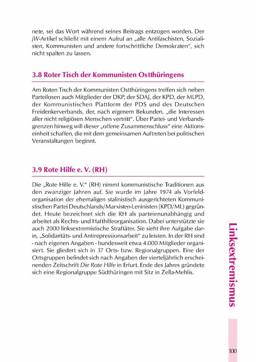 Seite 103 des Verfassungsschutzbericht 2000 Thüringen