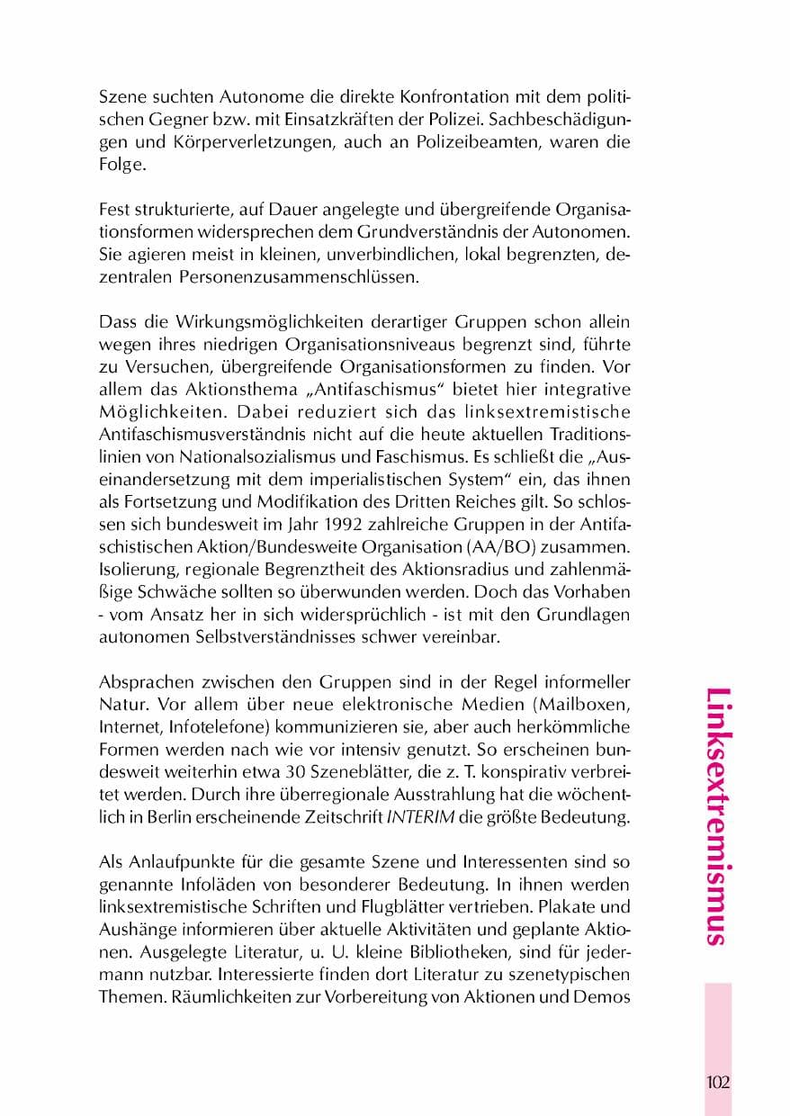 Seite 105 des Verfassungsschutzbericht 2000 Thüringen