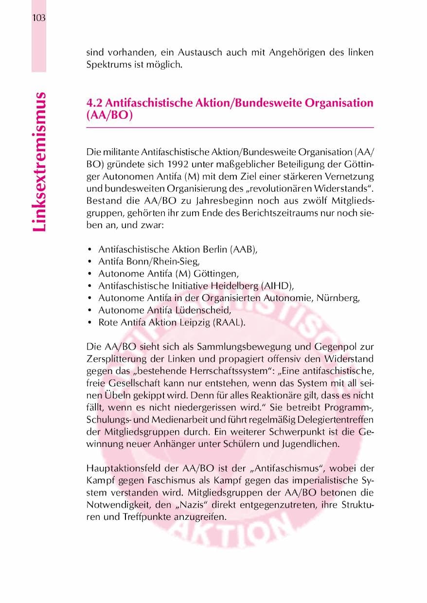 Seite 106 des Verfassungsschutzbericht 2000 Thüringen