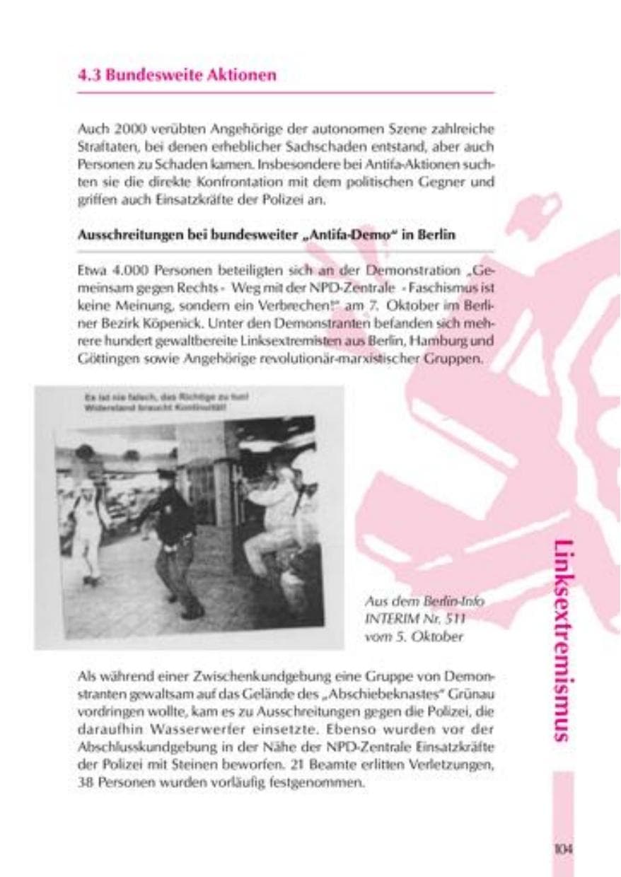 Seite 107 des Verfassungsschutzbericht 2000 Thüringen