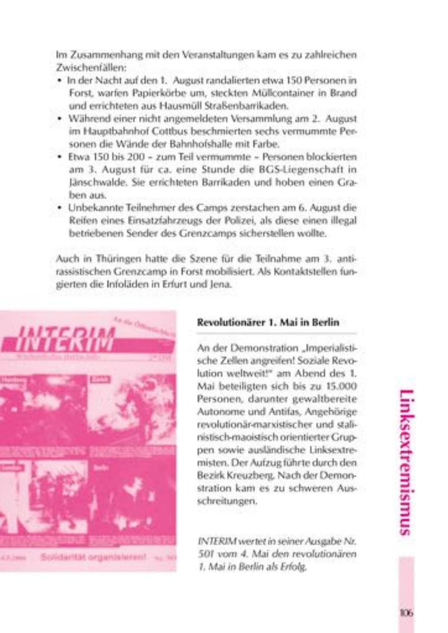 Seite 109 des Verfassungsschutzbericht 2000 Thüringen