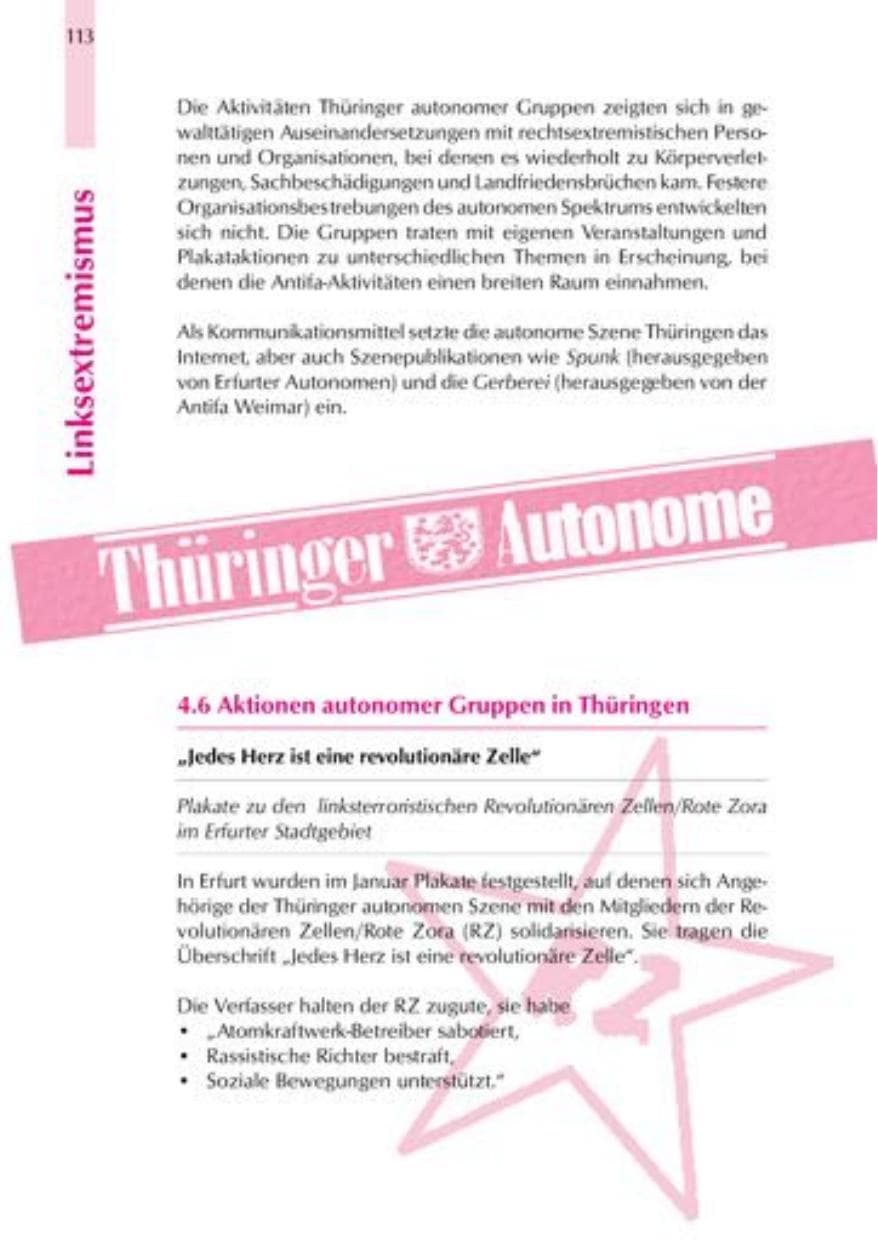 Seite 116 des Verfassungsschutzbericht 2000 Thüringen