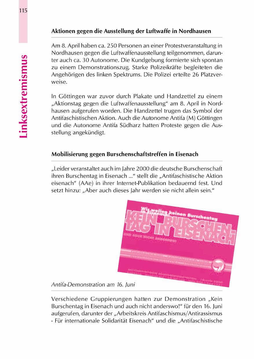 Seite 118 des Verfassungsschutzbericht 2000 Thüringen