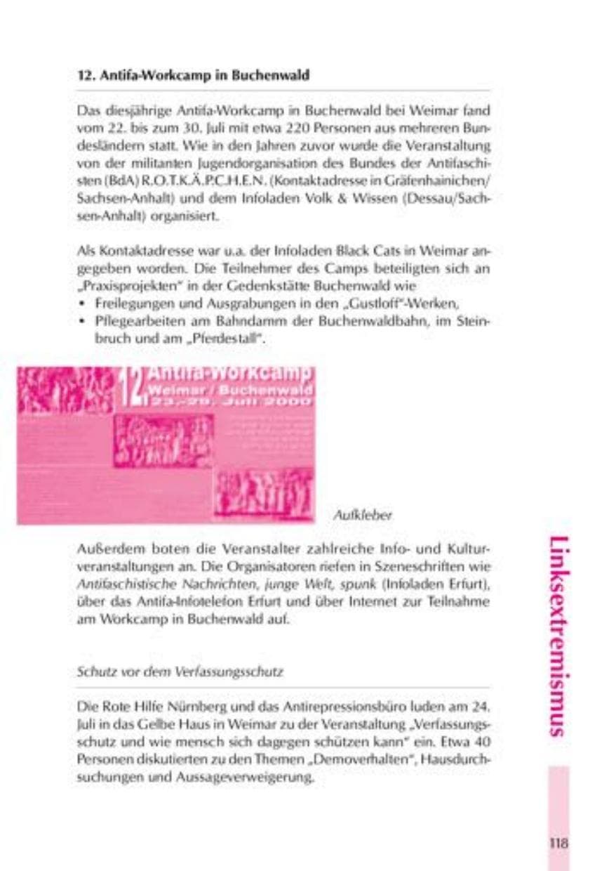 Seite 121 des Verfassungsschutzbericht 2000 Thüringen