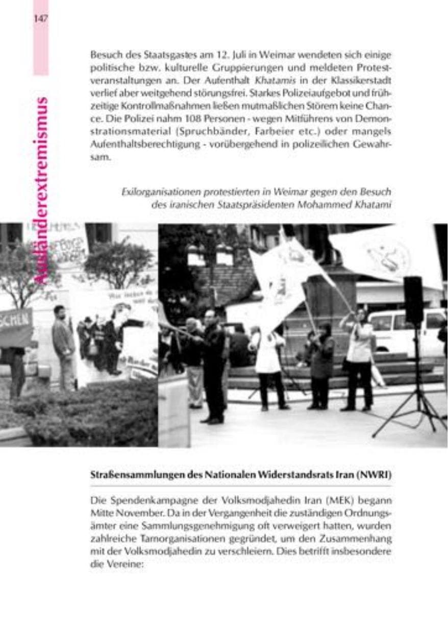 Seite 150 des Verfassungsschutzbericht 2000 Thüringen