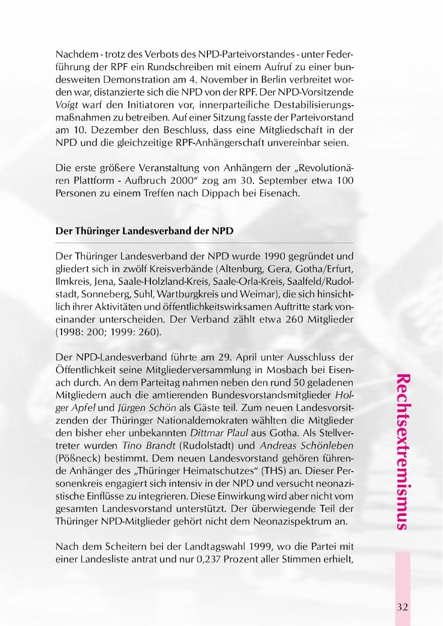 Seite 35 des Verfassungsschutzbericht 2000 Thüringen