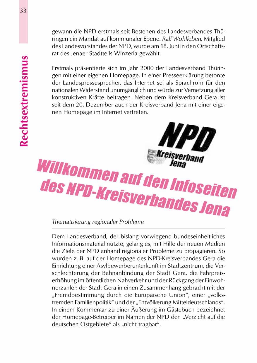 Seite 36 des Verfassungsschutzbericht 2000 Thüringen