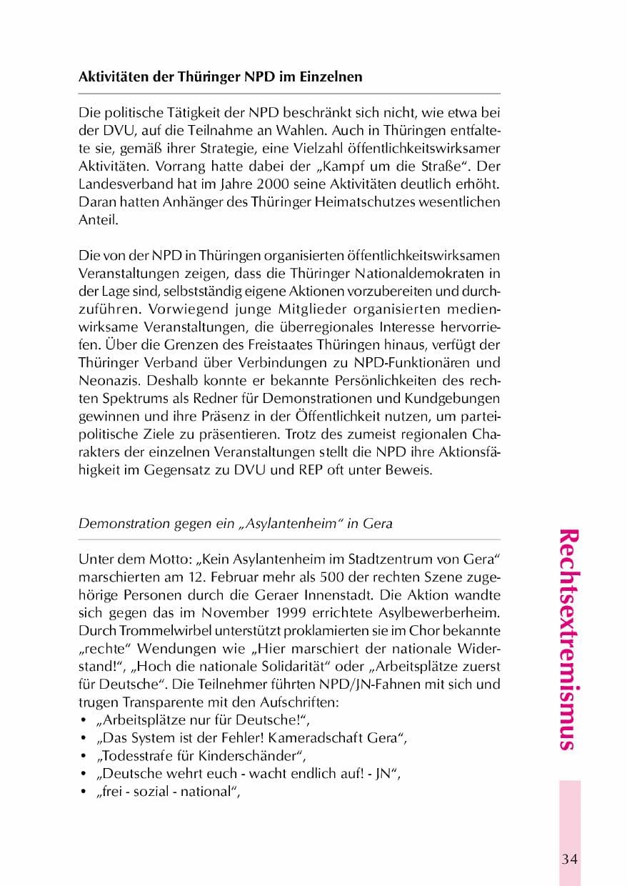 Seite 37 des Verfassungsschutzbericht 2000 Thüringen