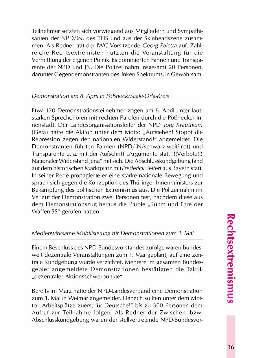 Seite 39 des Verfassungsschutzbericht 2000 Thüringen