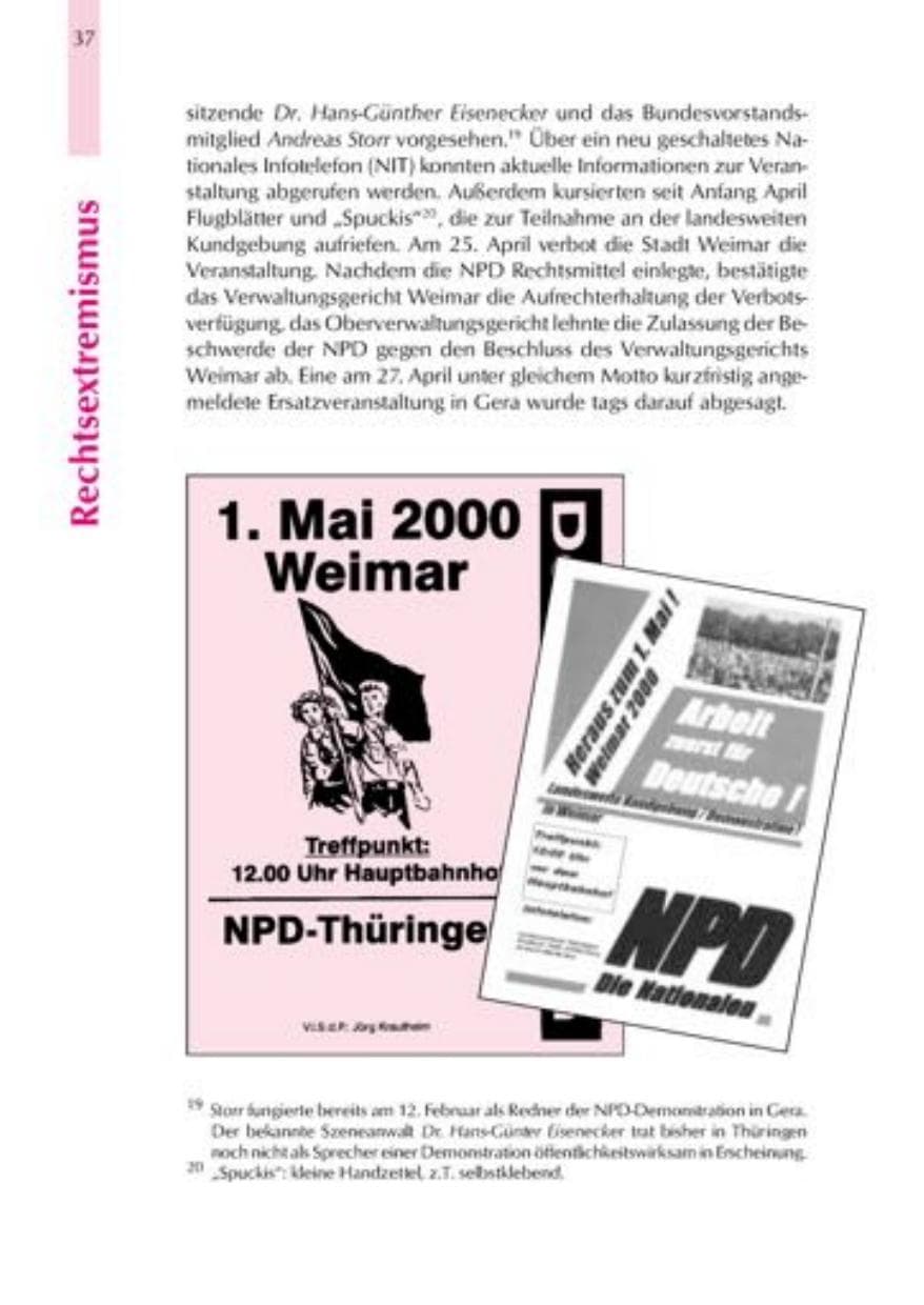 Seite 40 des Verfassungsschutzbericht 2000 Thüringen