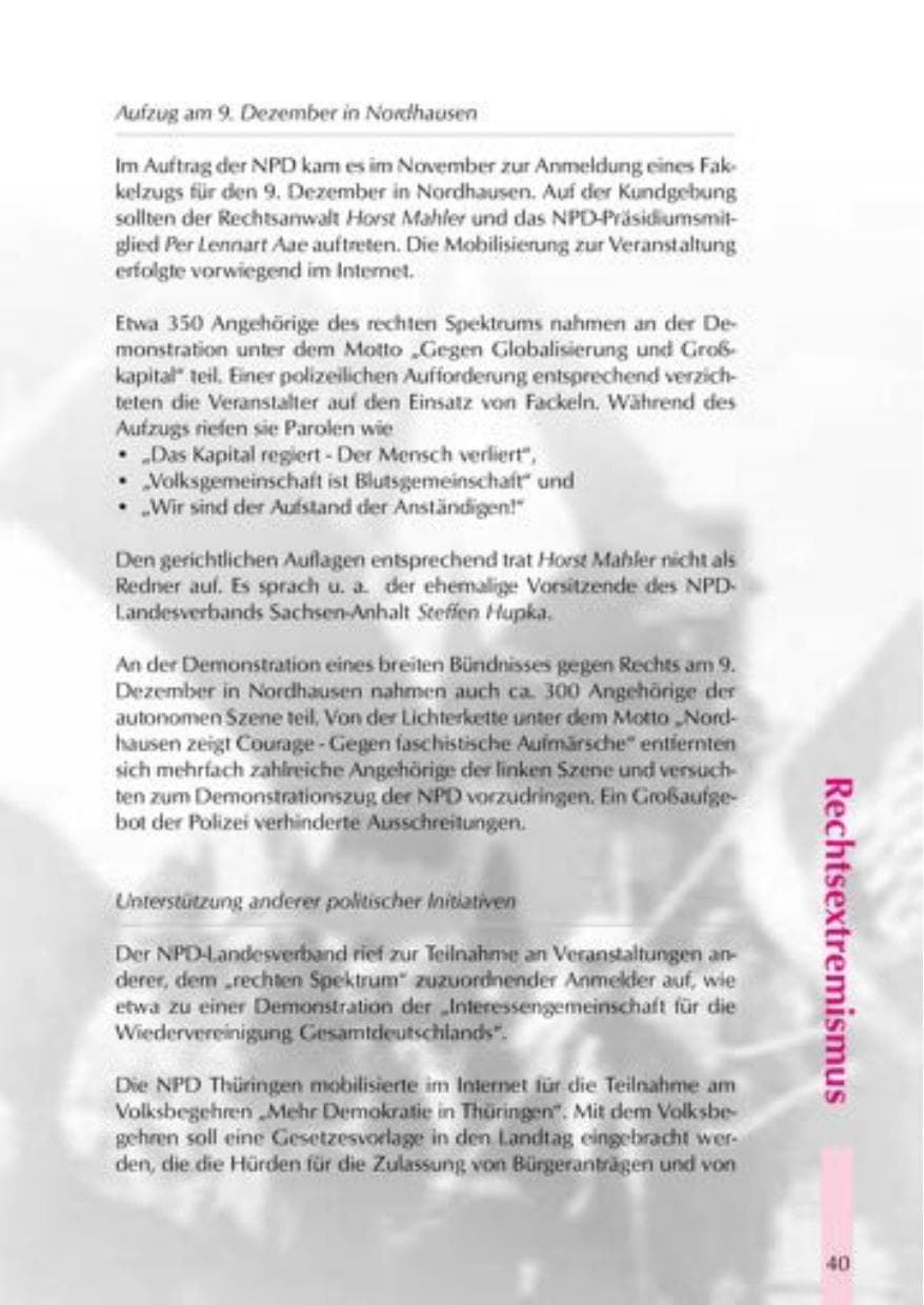 Seite 43 des Verfassungsschutzbericht 2000 Thüringen